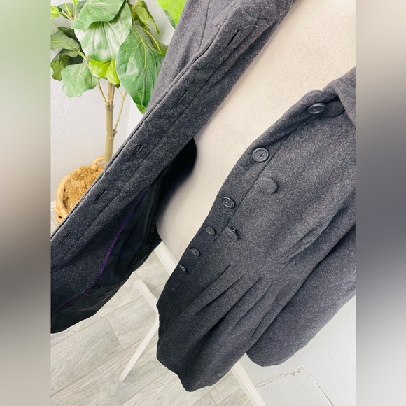 Womens Charcoal Black Fit And Flare Princess Button Down Coat - Picture 6 of 8